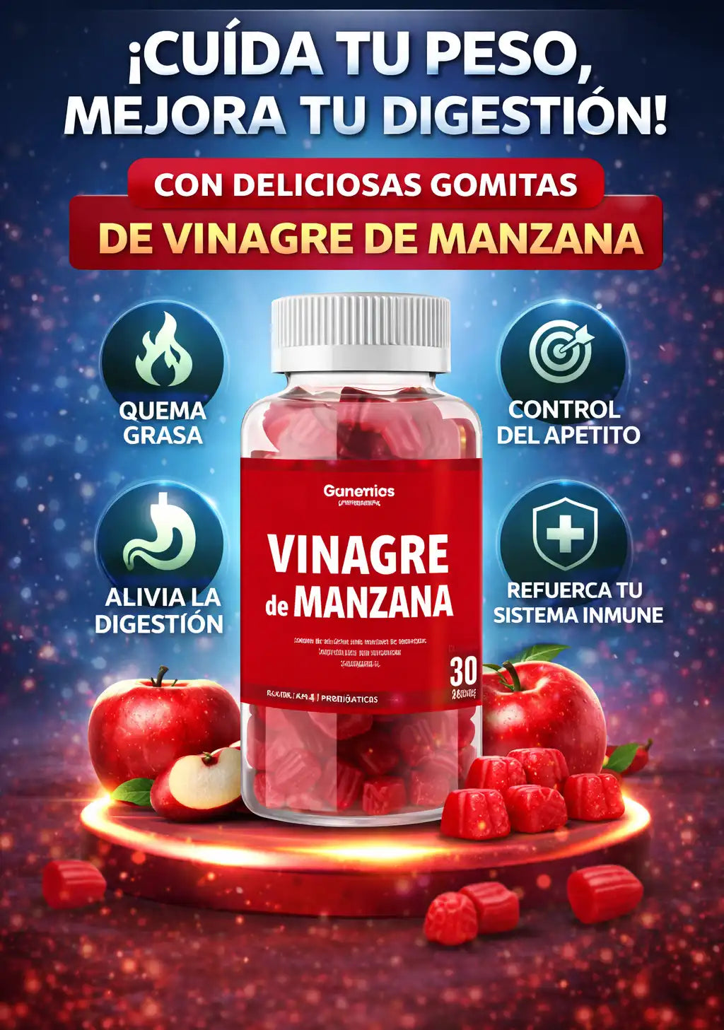 GOMITAS  ROJA VINAGRE DE MANZANA